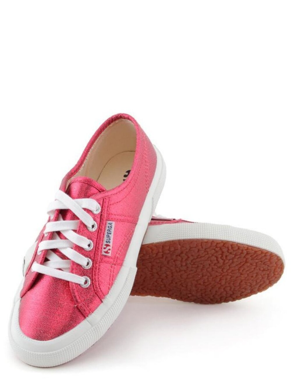 Superga 2750 Lame Red Metallic Sparkle Platform Sneakers